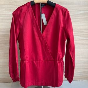 NWT Silk Satin Glam Red Dress Shirt